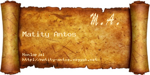 Matity Antos névjegykártya
